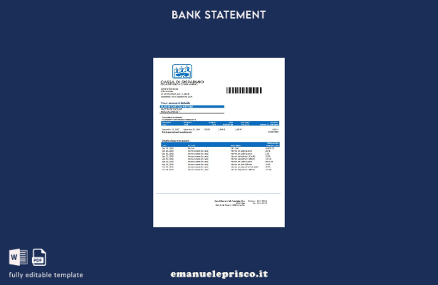 modello word di estratto conto bancario della Cassa di Risparmio di San Marino i